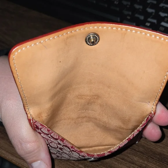 Coach Red Wallet with Signature Design - Picture 4 of 13